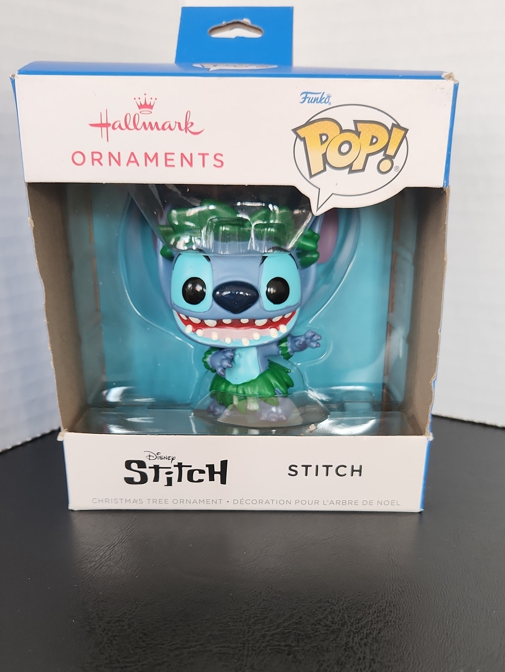 Hallmark Funko Pop Stitch Ornament in Blue with Green Grass Skirt